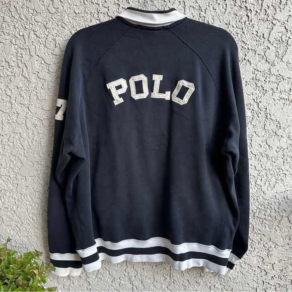 Vintage RALPH LAUREN POLO Sport Varsity Jacket RL 90s Patch Tigers Navy Blue Lrg - Picture 2 of 14